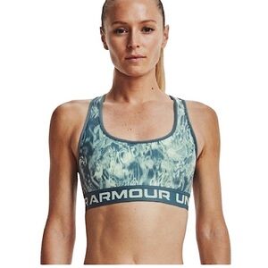 ❤️ UNDER ARMOUR Crossback Seaglass Blue Tie Dye Mid Impact Sports Bra small